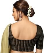 Jacquard Striped Stretchable Fit & Comfy Round Neck Half Sleeve Readymade Saree Blouse Stylish Crop Top Choli for Girls & Women - Image 2