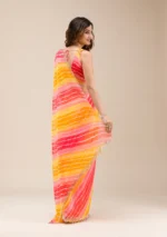 Yellow Stonework Georgette Saree - Image 2